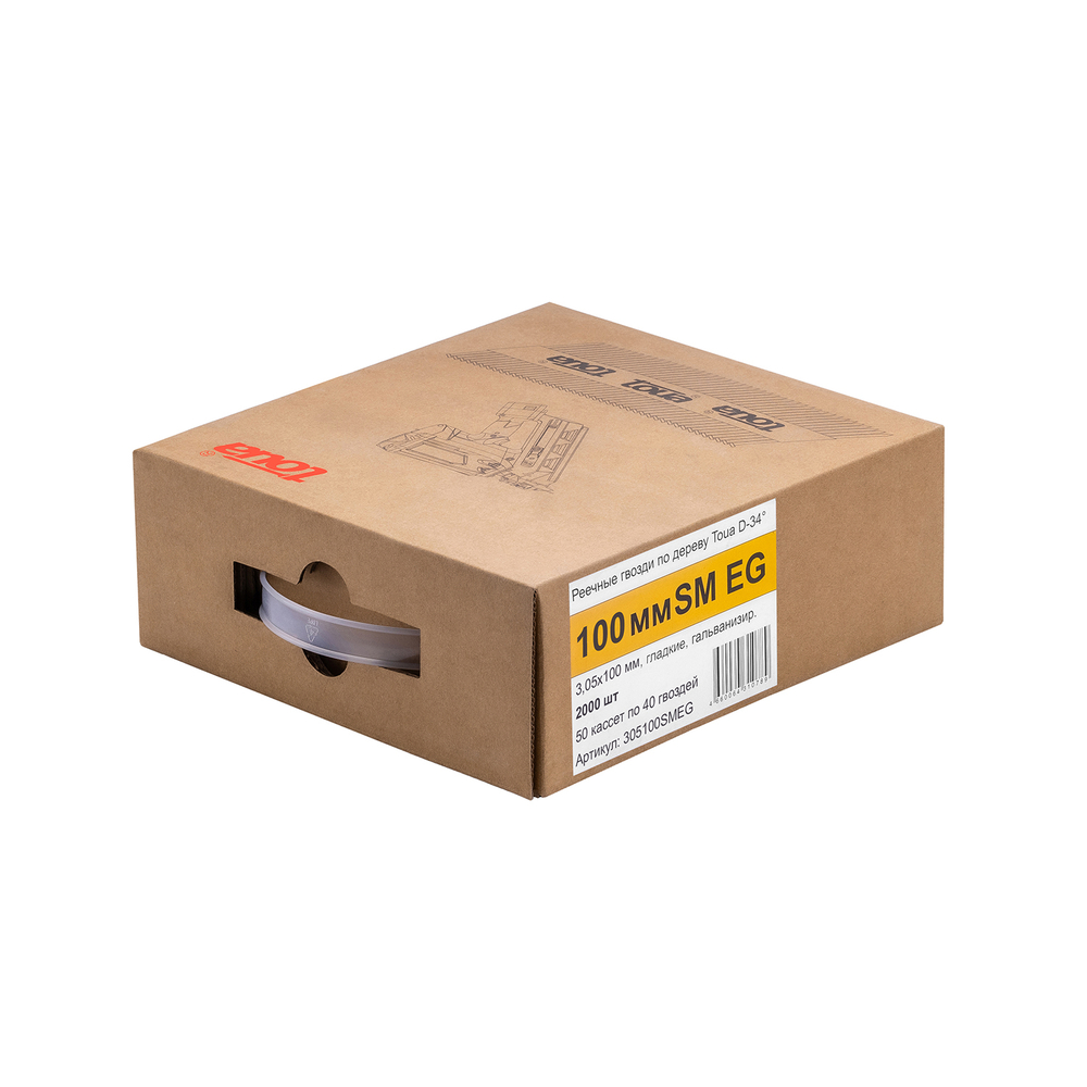 Реечные гвозди по дереву для нейлера, гладкие, ГАЛЬВАНИЗИРОВАННЫЕ, Toua 90/100 мм