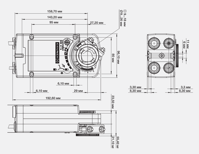 Электропривод Gruner 361C-024-10-S2 с возвратной пружиной