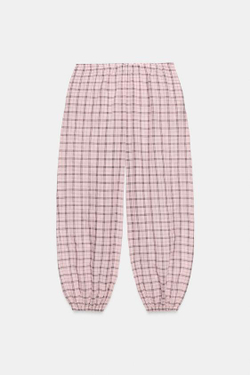 ZARA БРЮКИ-ШАРЫ В КЛЕТКУ — ZW COLLECTION, РОЗОВЫЙ