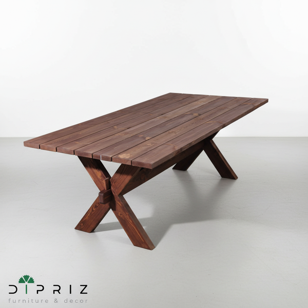 Стол обеденный садовый Осло, деревянный из массива сосны, 210х103 см, венге