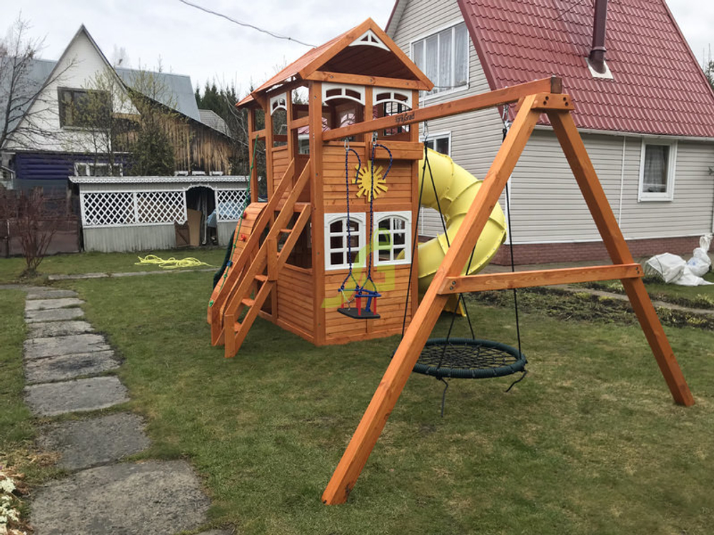 Детская площадка Клубный домик 2 с горкой трубой Luxe