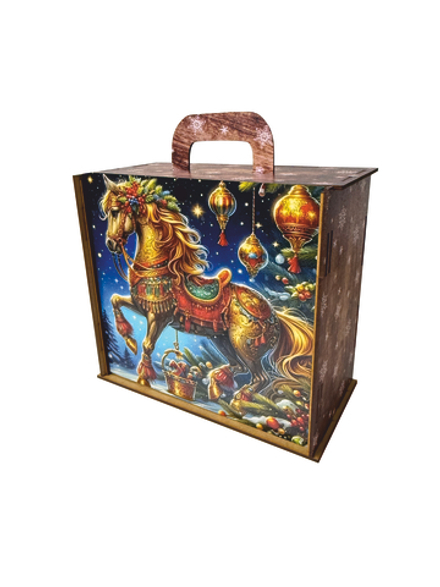 Деревянная Новогодняя упаковка,чемодан Символ года