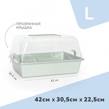 Zooexpress террариум (дюна) прозрачный - зеленый - L (42х30,5х22,5 см)