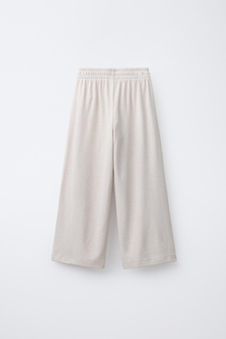 ZARA БРЮКИ WIDE LEG ИЗ МЯГКОЙ ТКАНИ, ЭКРЮ