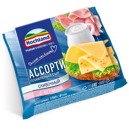 Плавленный сыр Hochland Ассорти ломтик 150 гр.