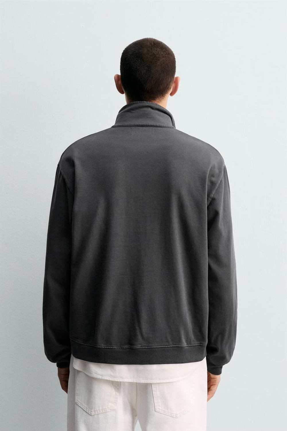 ZARA ТОЛСТОВКА С ВОРОТНИКОМ НА МОЛНИИ, ТЕМНО-СЕРЫЙ