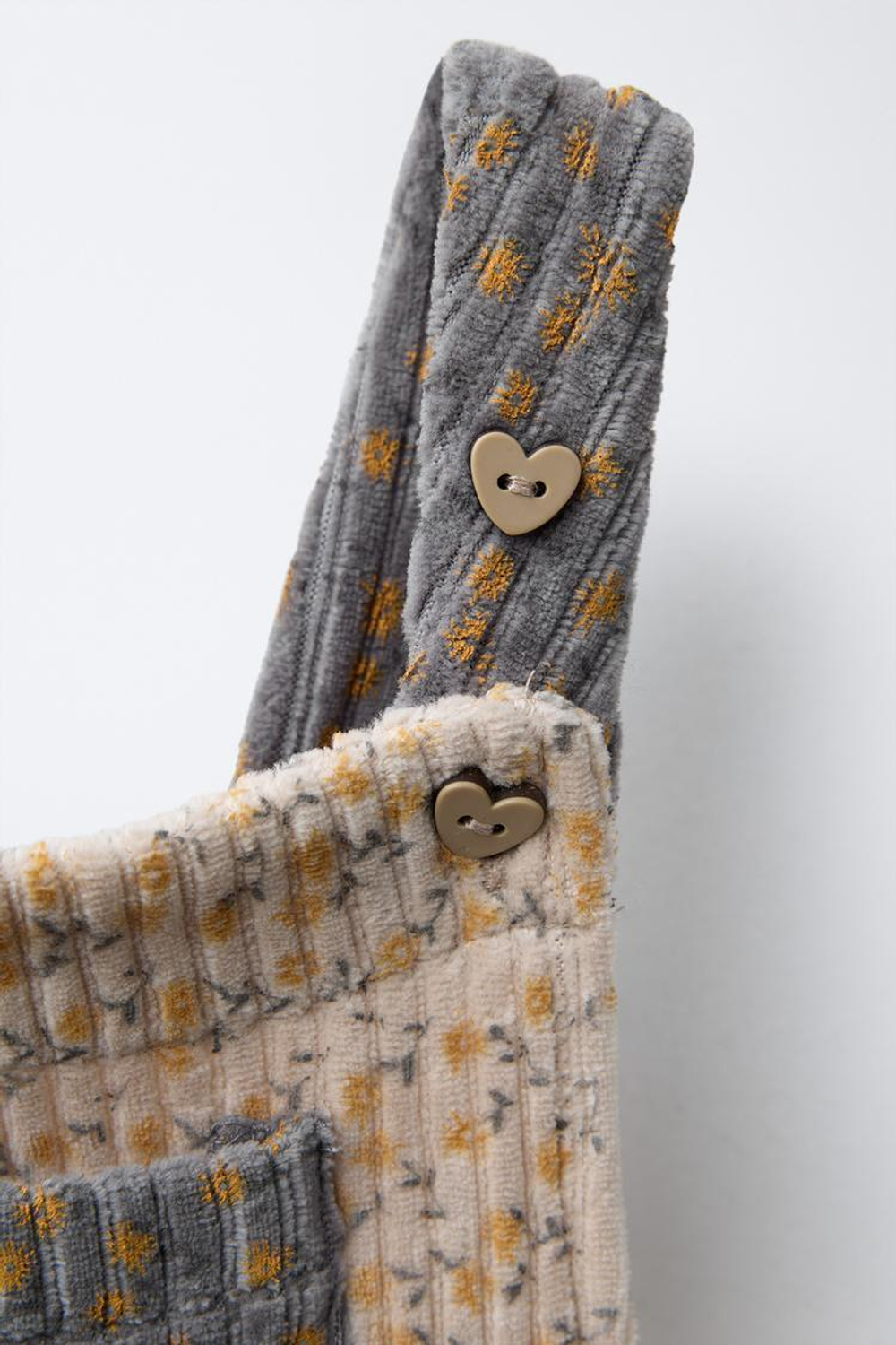 ZARA ДЛИННЫЙ ВЕЛЬВЕТОВЫЙ КОМБИНЕЗОН С ЦВЕТОЧНЫМ ПРИНТОМ, РЫЖЕВАТО-КОРИЧНЕВЫЙ