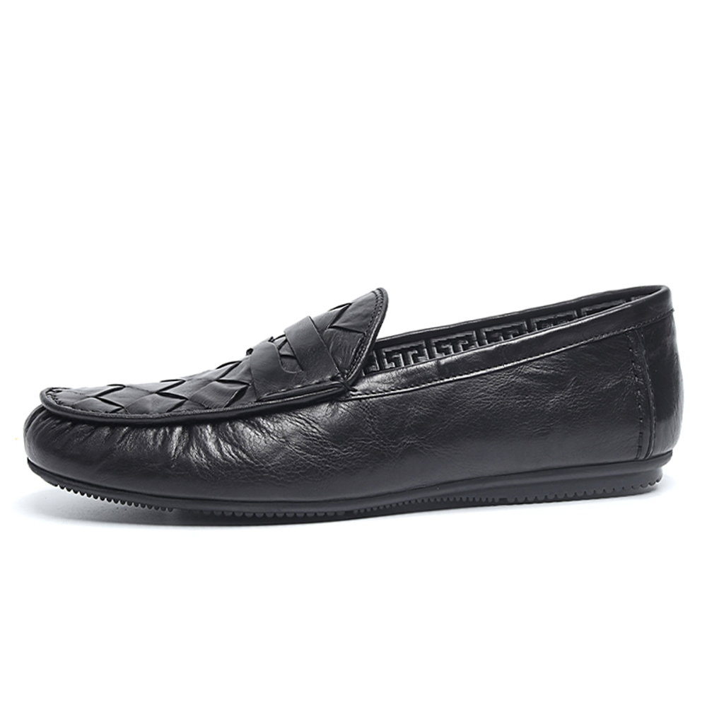 Bansley Top Grain Cow Leather Gommino Loafers Men"s Black