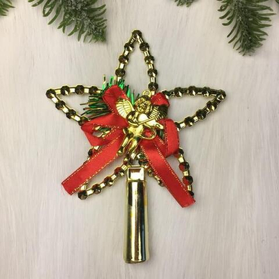 Звезда на ёлку "Ангел" с бантом 11,5*14,5 см, Золото (Серпантин)