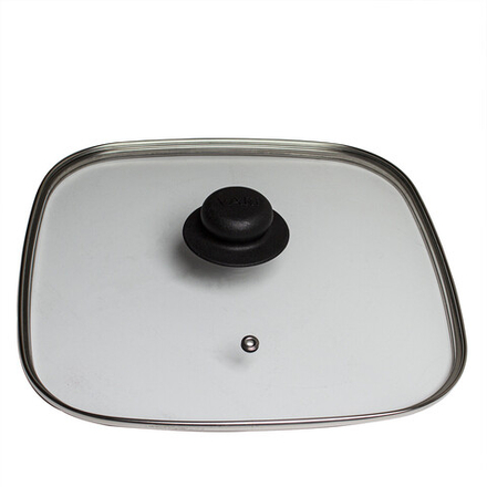 Крышка для сковороды квадратная 26*26 см, с металлическим ободом и пароотводом