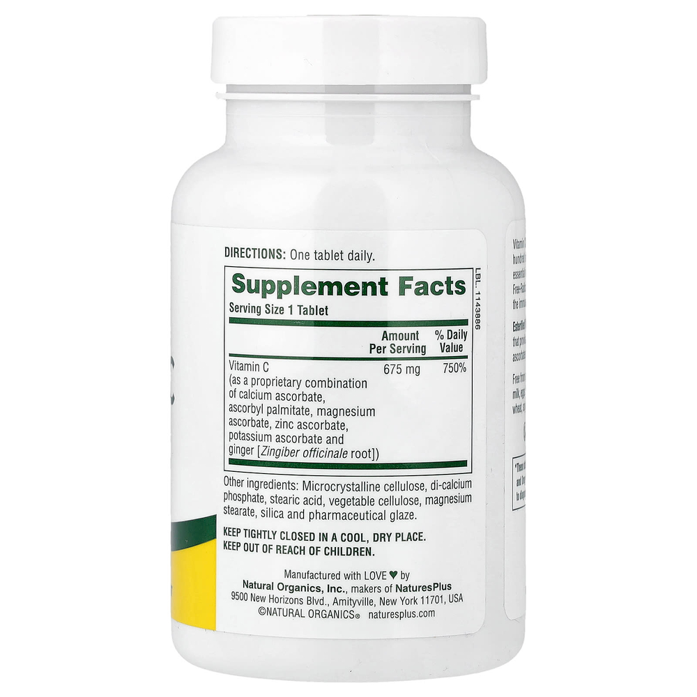 NaturesPlus, Этерифицированный витамин C, 675 мг, 90 таблеток