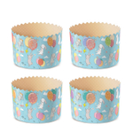 Форма бумажная для кулича d110*h85 мм ЗАЙЦЫ НА ШАРАХ