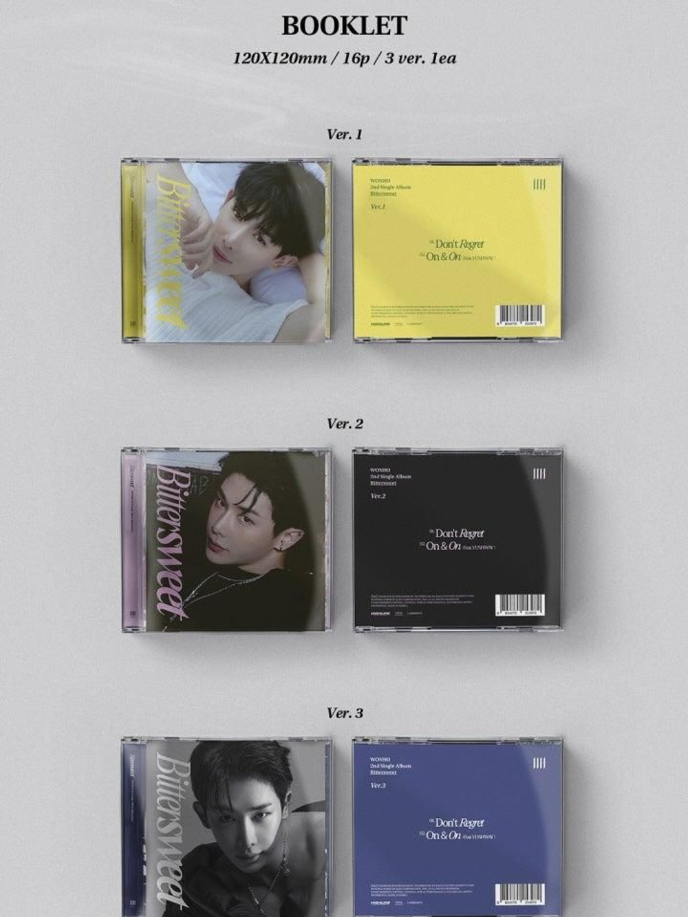 Альбом WONHO - Bittersweet 2nd Single Album Jewel Case 3 Version SET