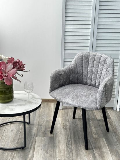 Стул МАНГО ДАНС 360 град. поворотный, Alpina Dove, букле / Черный каркас