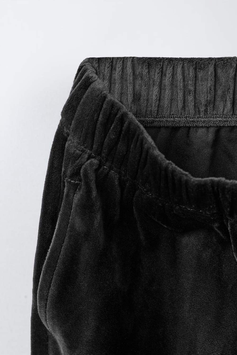 ZARA КОМПЛЕКТ ИЗ ХУДИ И БРЮК WIDE LEG ИЗ ВЕЛЮРА, АНТРАЦИТОВО-СЕРЫЙ