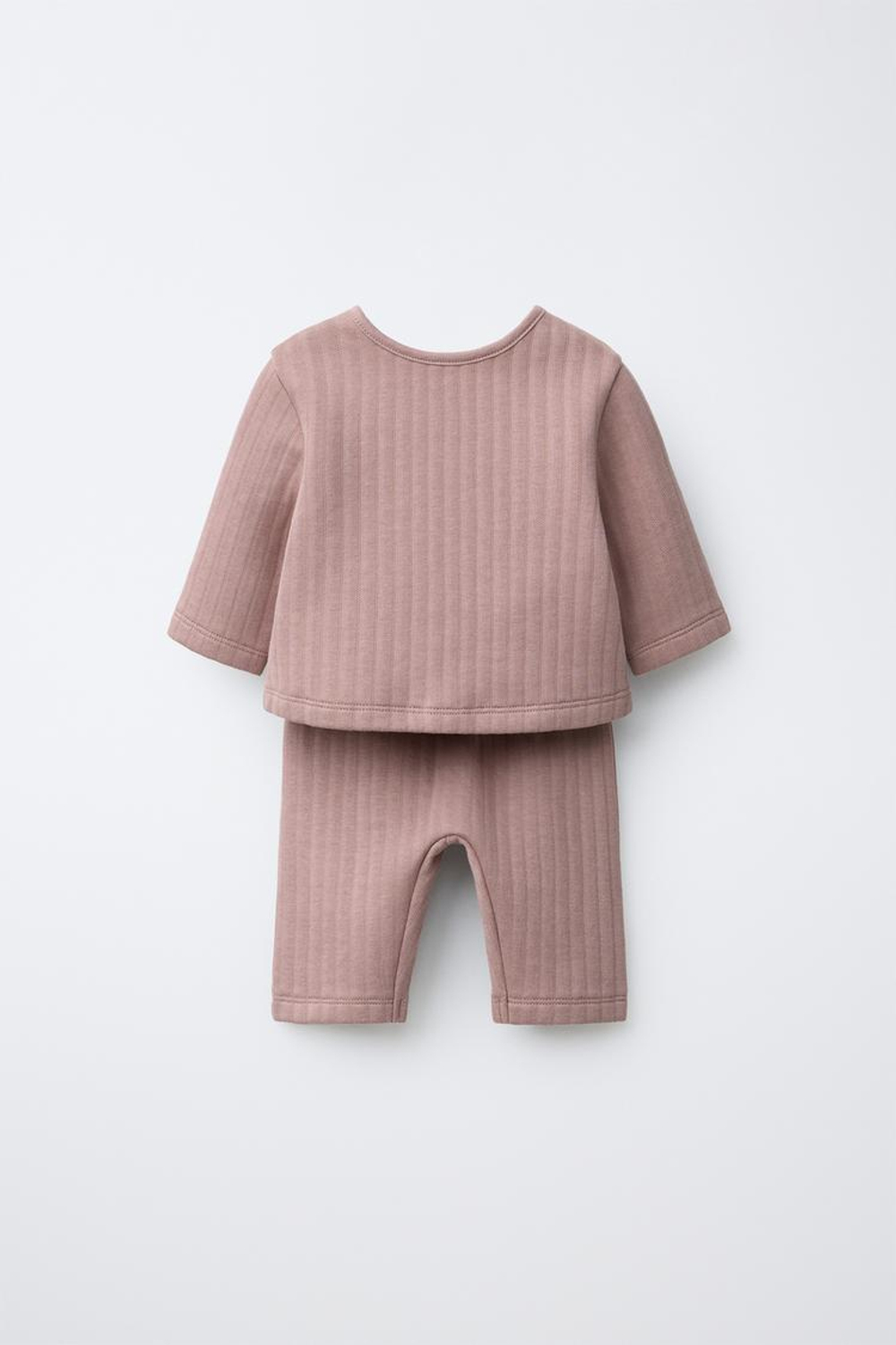 ZARA КОМПЛЕКТ ИЗ КУРТКА-ДЖЕМПЕР 2 В 1 И БРЮК, ЦВЕТ РОЗОВОГО МЕЛА