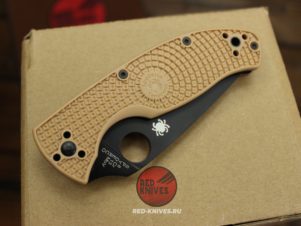 Нож Spyderco Tenacious LTW - песок рук., черный клинок RK-498