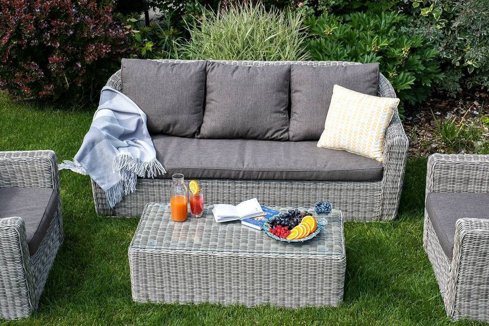 "Фабриция" диван из искусственного ротанга трехместный, цвет серый