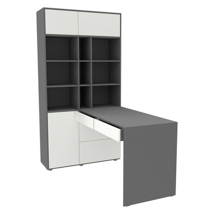 Стол письменный со стеллажом КарИВи 1000 Темно-серый Белый