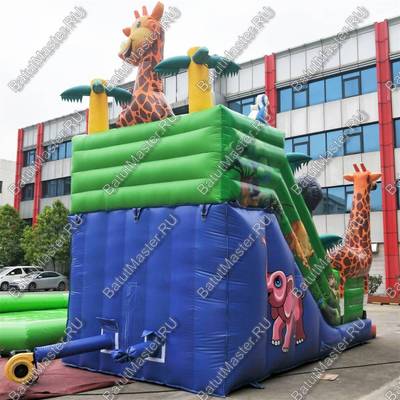 Надувной батут-горка "Веселые жирафы", 7*3,5*5 м