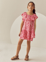 Платье с оборками для девочки Next AC6-246, Красный, Белый