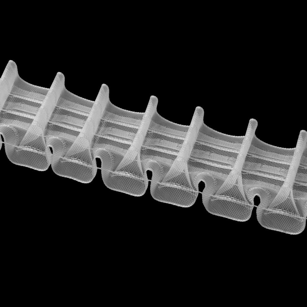 Шторная лента Oz-Is арт. 4449 MP вафельная сборка, коэф сборки 1:2,0, цвет прозрачный (ширина 65 mm)