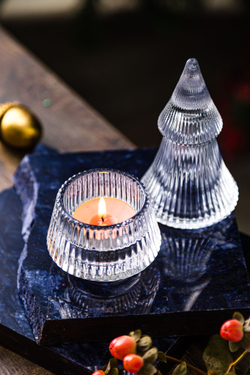 Подсвечник стеклянный с крышкой 15.8см Rasteli Рождественская Ель