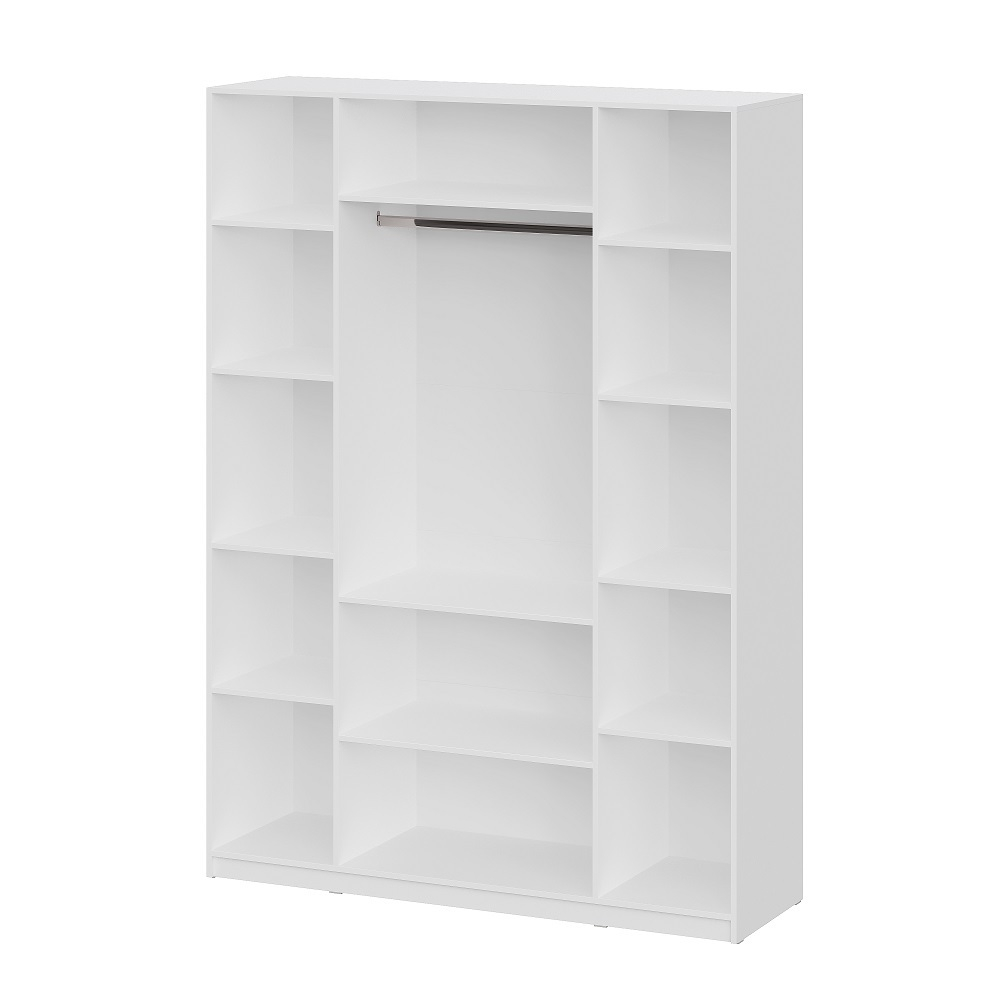 Шкаф распашной с наполнением (11 полок + 2 ящика + штанга) ШК 5 (1600), Белый