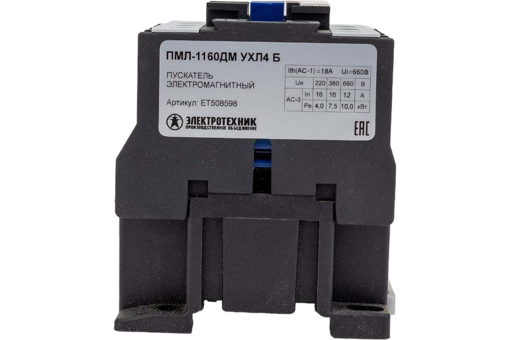 Пускатель электромагнитный ПМЛ-1160ДМ УХЛ4 Б, 220В/50Гц, 1з, 16А, , без реле, IP20 ЭТ ET508598