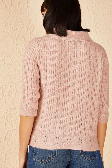 Qadın toxunma naxışlı köynək pudra 20011013