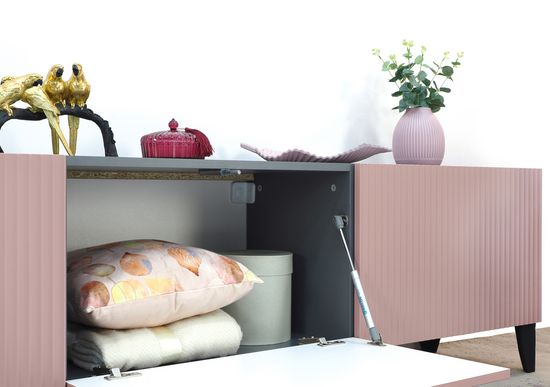 Тумба-ТВ СИРИНИЯ графит серый / пудра