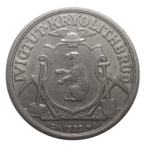 10 крон 1922 Гренландия. Медно-никель XF