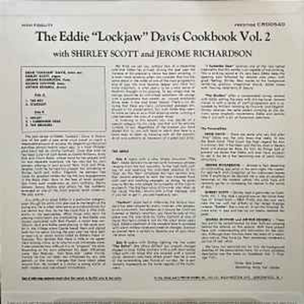 Eddie 'Lockjaw' Davis - Cookin' With Jaws And The Queen: The Legendary Prestige Cookbook Albums - 4LP Boxset из виниловых пластинок