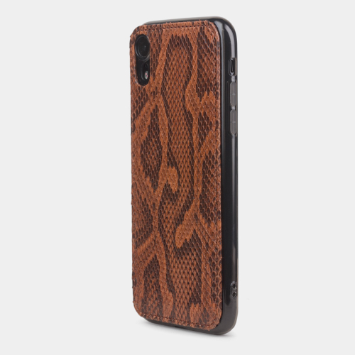 Чехол-накладка для iPhone XR из натуральной кожи питона, цвета Коньяк