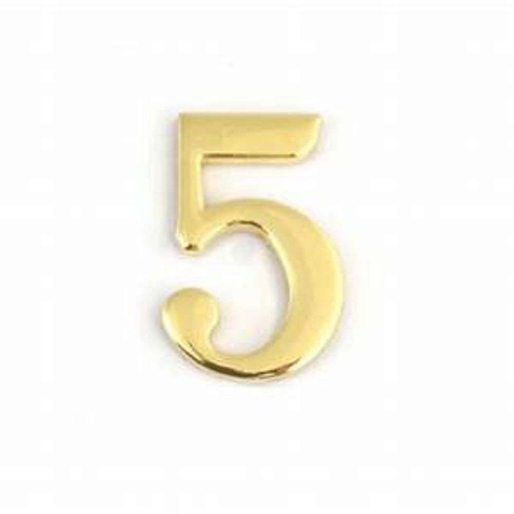 Цифра дверная  "5", самокл. золото