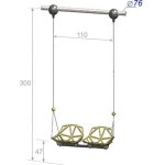 Качели двойные высотой 300 см, диаметр крепления на трубу 76 мм