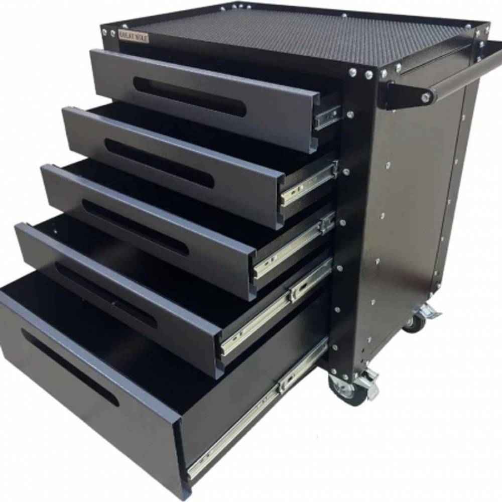 Инструментальная тележка GWT-G5, 5 ящиков, колеса с тормозом, серая, Great Wolf