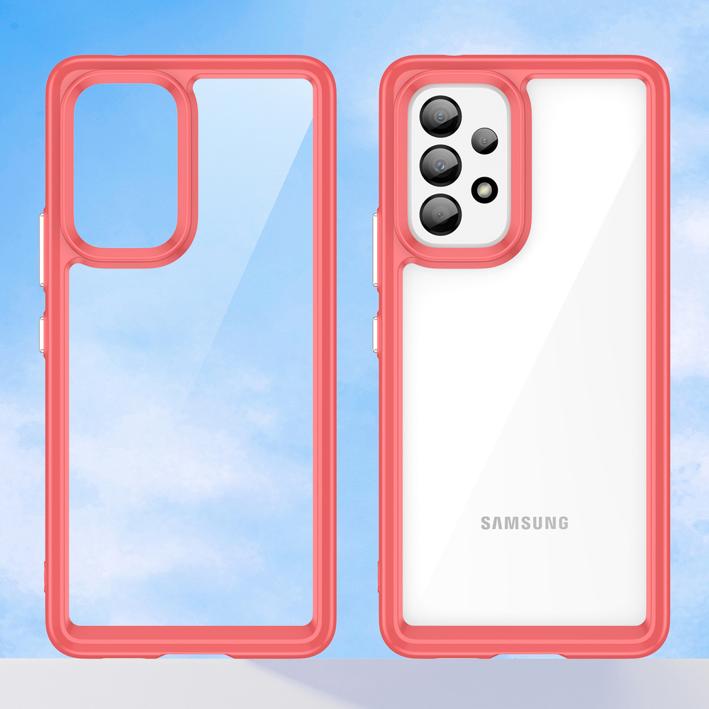 Двухкомпонентный усиленный чехол с красными рамками на Samsung Galaxy A53 5G, мягкий отклик кнопок