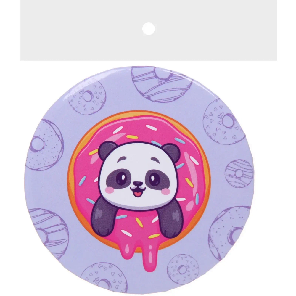 Зеркало косметическое круглое «КОЛЛЕКЦИЯ МАРЦИПАН», мишка панда, d-7,5см (пакет с подвесом)