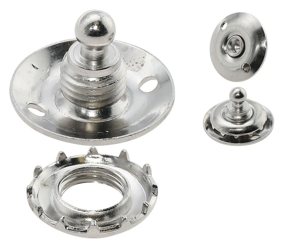 Ответная часть для кнопки, крепление на ткани, никелированная латунь (10259114)