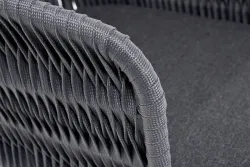 "Бордо" стул барный плетеный из роупа (колос), каркас из стали серый (RAL7022) муар, роуп серый 15мм, ткань темно-серая 027