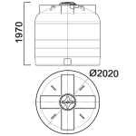 Емкость цилиндрическая вертикальная с дыхательным клапаном Анион 5150 л. вертикальная (2020x2020x1970см;синий) - арт.559400