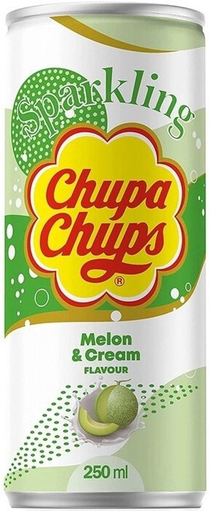 Газированный напиток Чупа Чупс Дыня со Сливками / Chupa Chups Sparkling Melon &amp; Cream 0.25 - банка