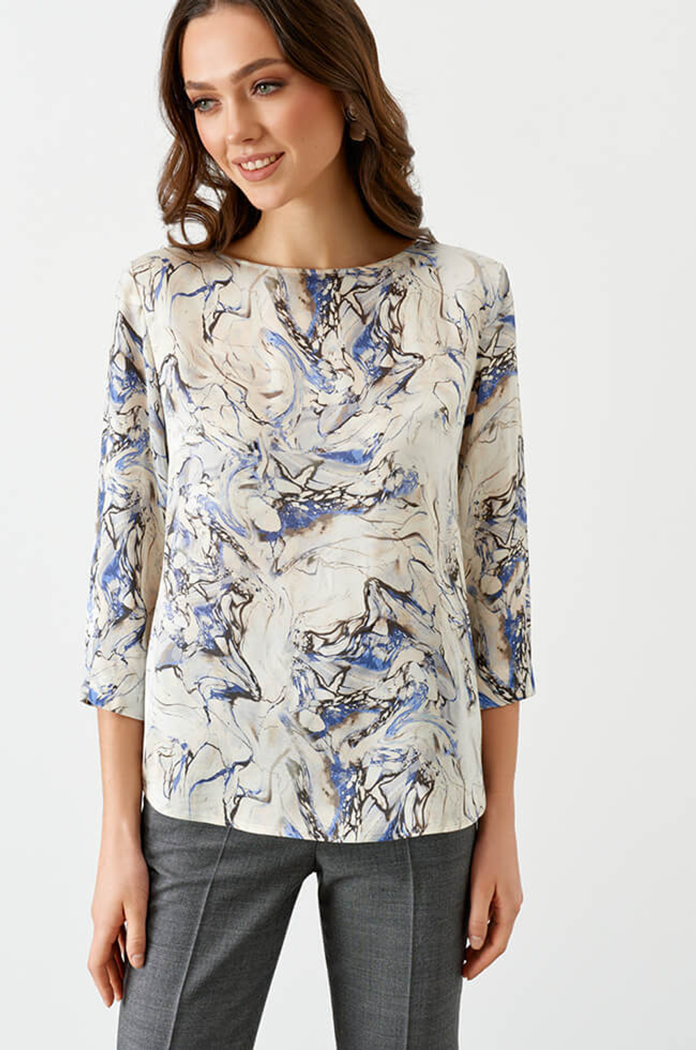 22754 Блузка женская (молочно-серый принт)