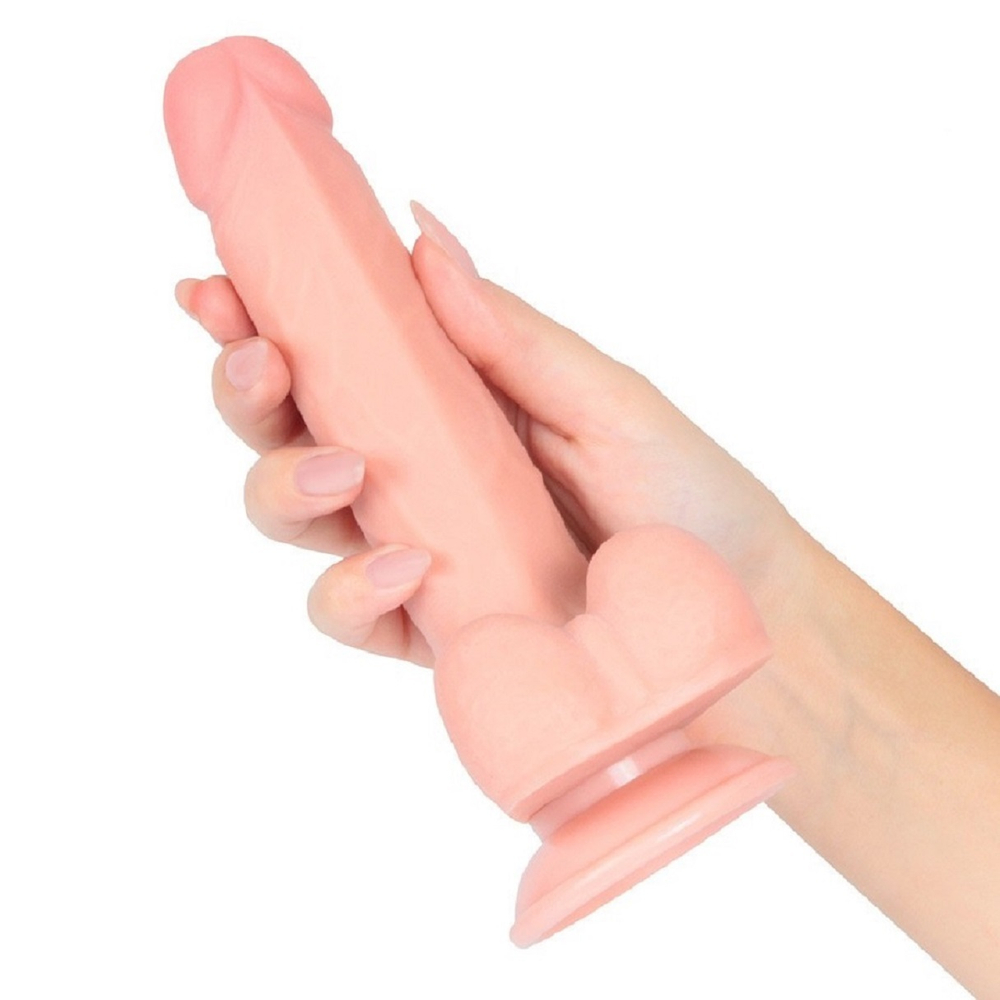 Фаллоимитатор с мошонкой на присоске реалистичный телесный 20 см