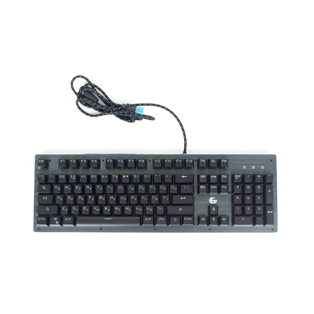 Клавиатура игровая Gembird KB-G550L {USB, бирюзовый металлик, переключатели Outemu Blue, 104 клавиши, подсветка 7 цветов 20 режимов, FN, кабель тканевый 1.8м}