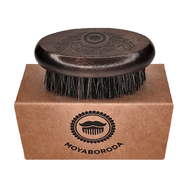 Щетка для бороды и усов MOYABORODA "DARK WOOD MEDIUM" (Средняя жесткость, щетина кабана)