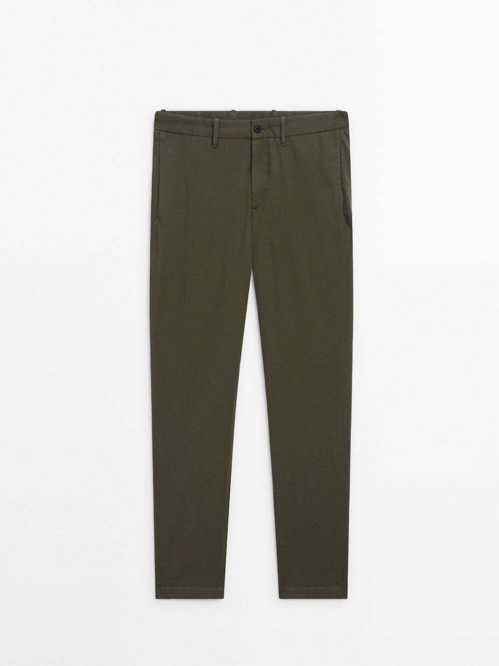 Massimo Dutti Зауженные брюки чинос из трикотина, хаки
