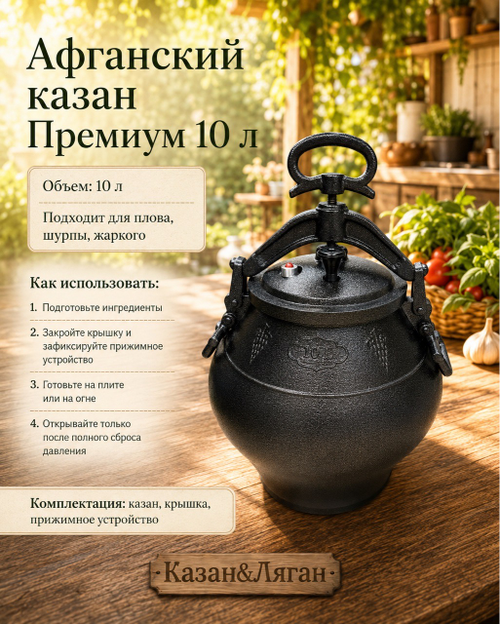Афганский казан 10л черный Премиум MG