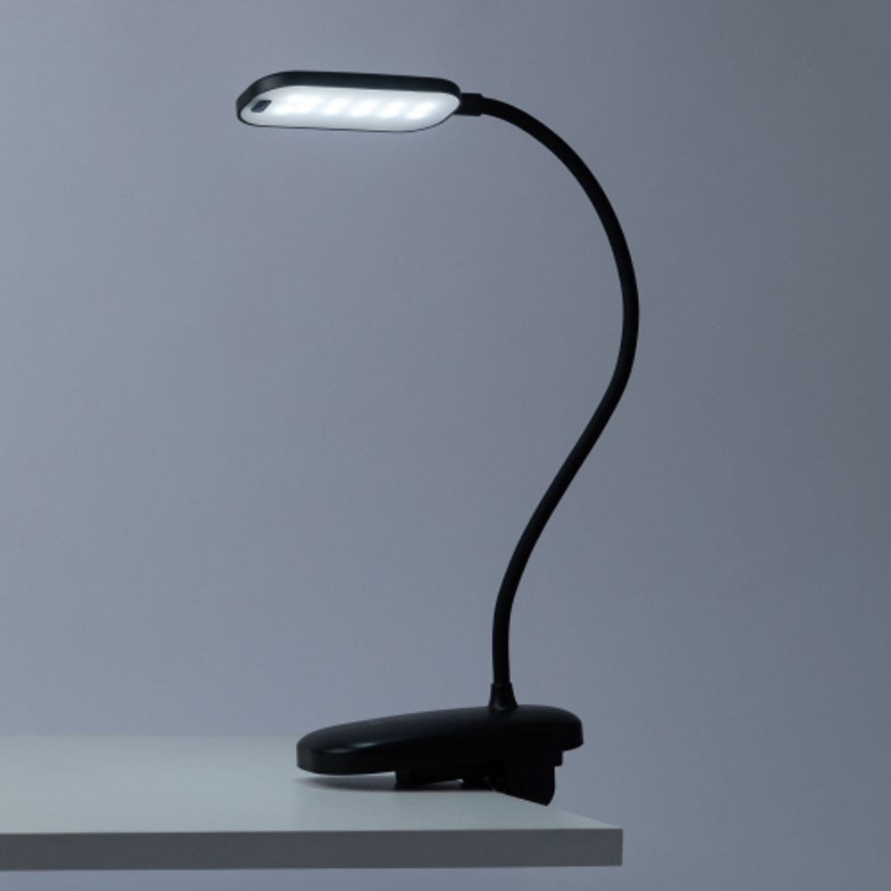 Настольный светильник ЭРА NLED-525-6W-BK светодиодный аккумуляторный на прищепке черный